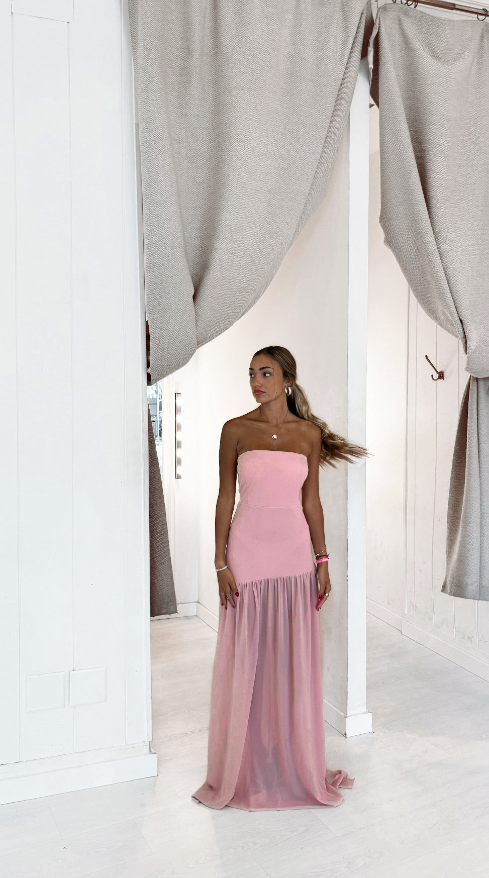 Vestido dama de honor rosa palo
