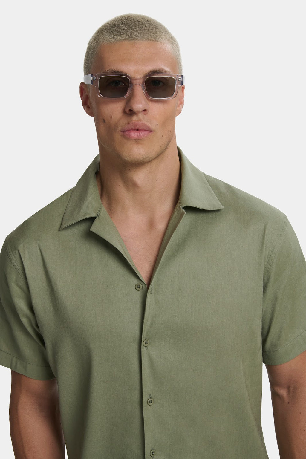 CAMISA DE LINO DE MANGA CORTA
