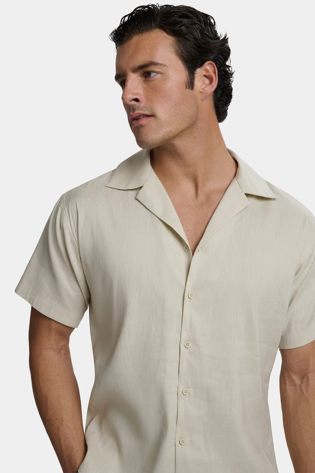 CAMISA DE LINO DE MANGA CORTA