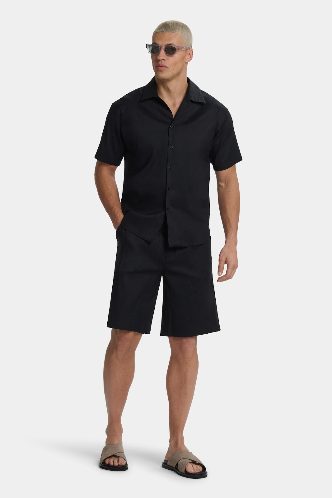 CAMISA DE LINO DE MANGA CORTA