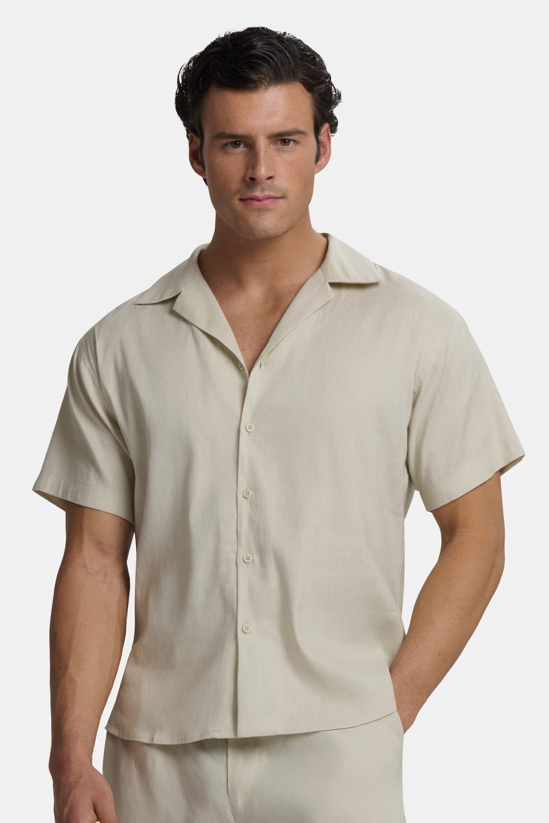 CAMISA DE LINO DE MANGA CORTA