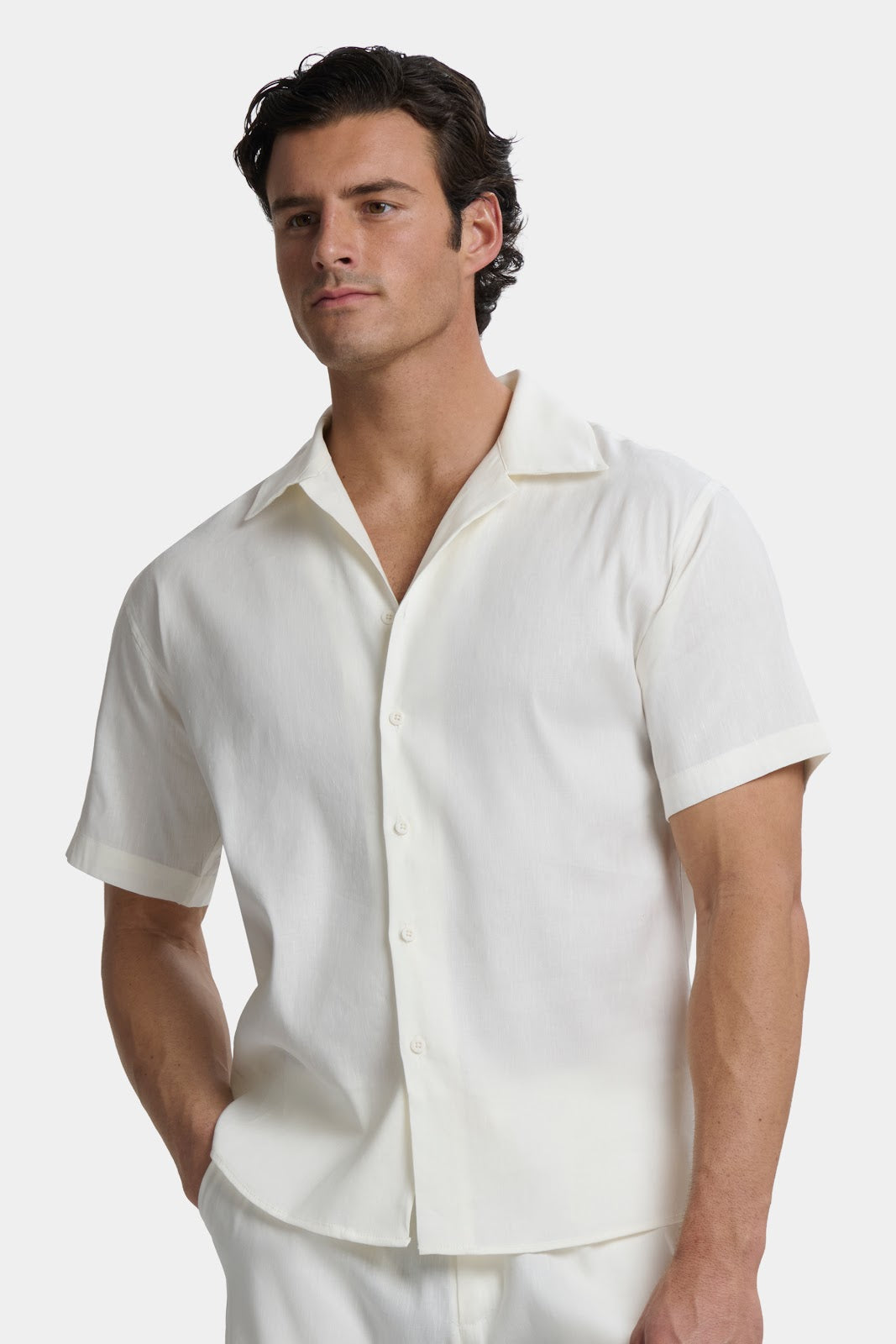CAMISA DE LINO DE MANGA CORTA