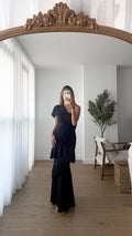 vestido de volantes -  azul marino