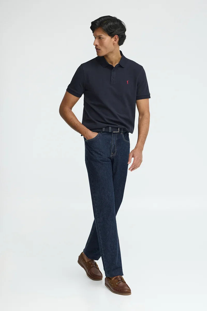 POLO AZUL MARINO CON CORTE SLIM