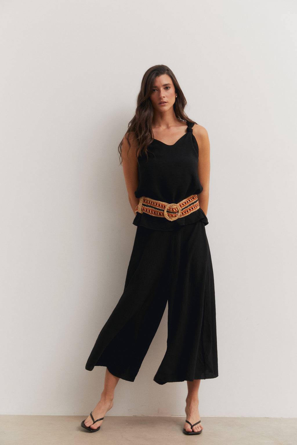Pantalón vuelo fluido negro