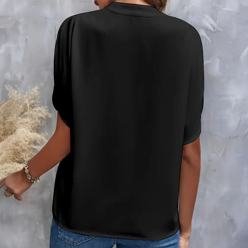 Blusa con cuello en V y drapeado