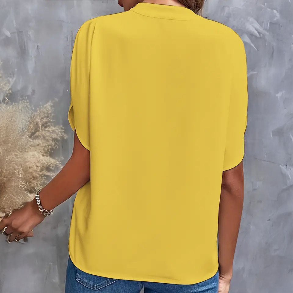 Blusa con cuello en V y drapeado
