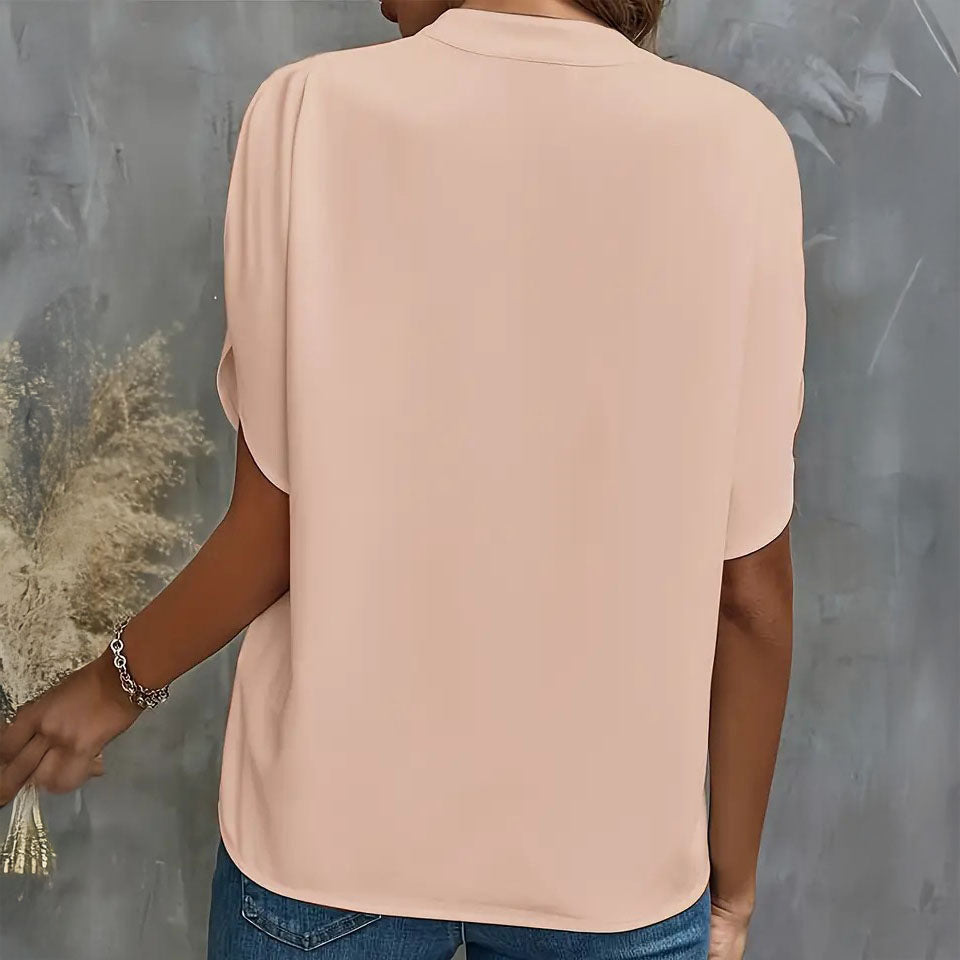 Blusa con cuello en V y drapeado