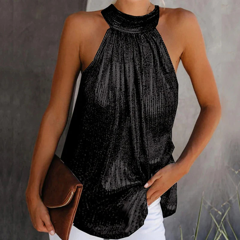Camiseta sin mangas con cuello