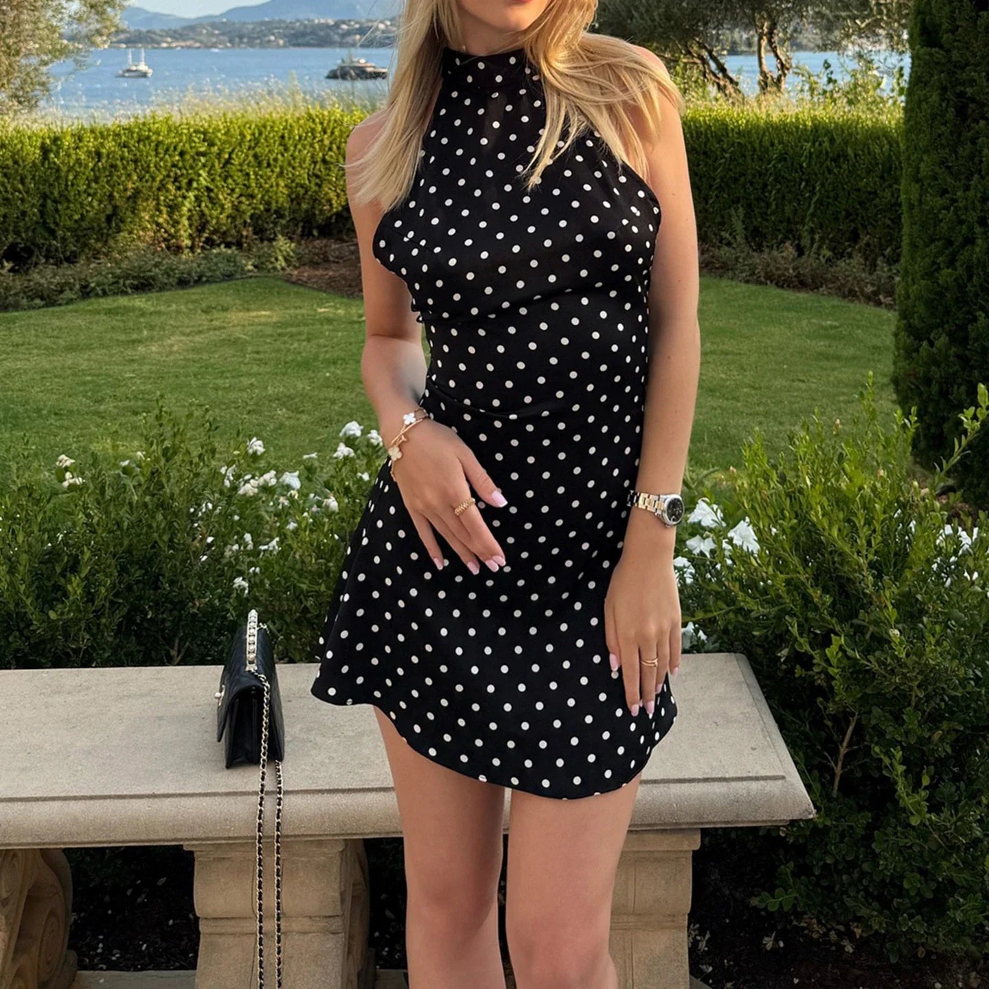 Vestido halter de lunares Valeria