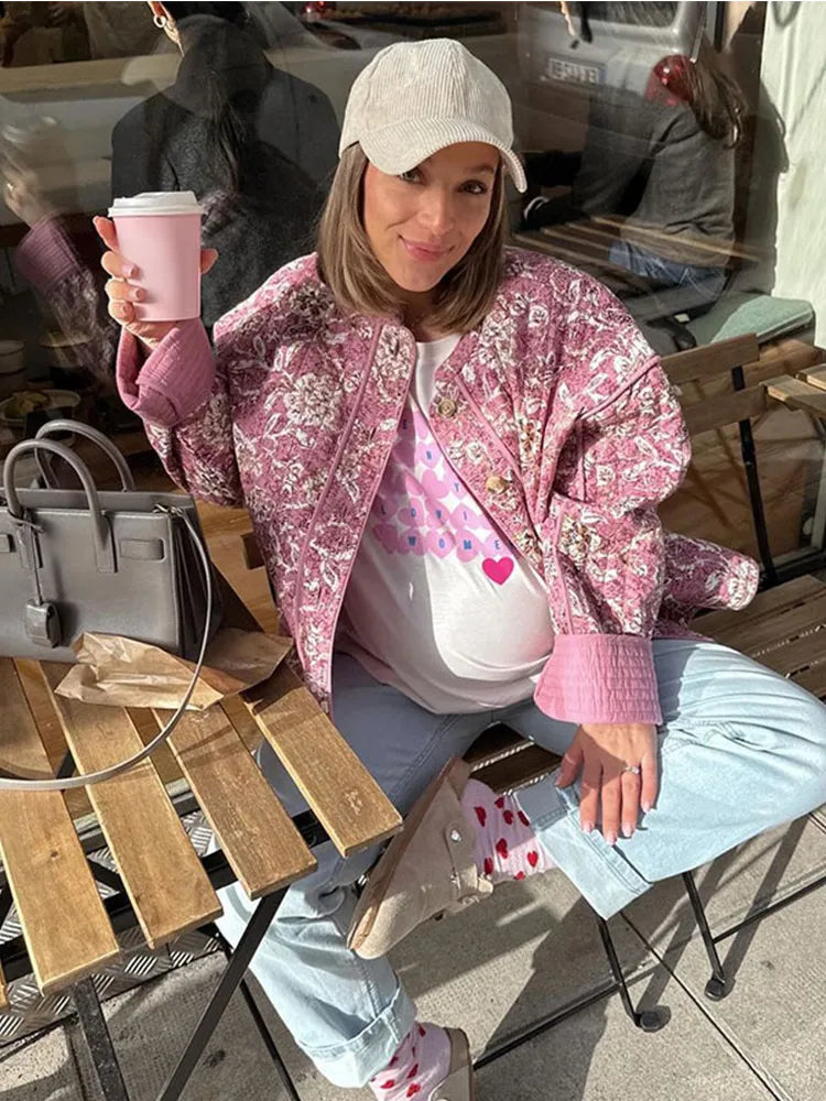 Chaqueta acolchada con estampado floral