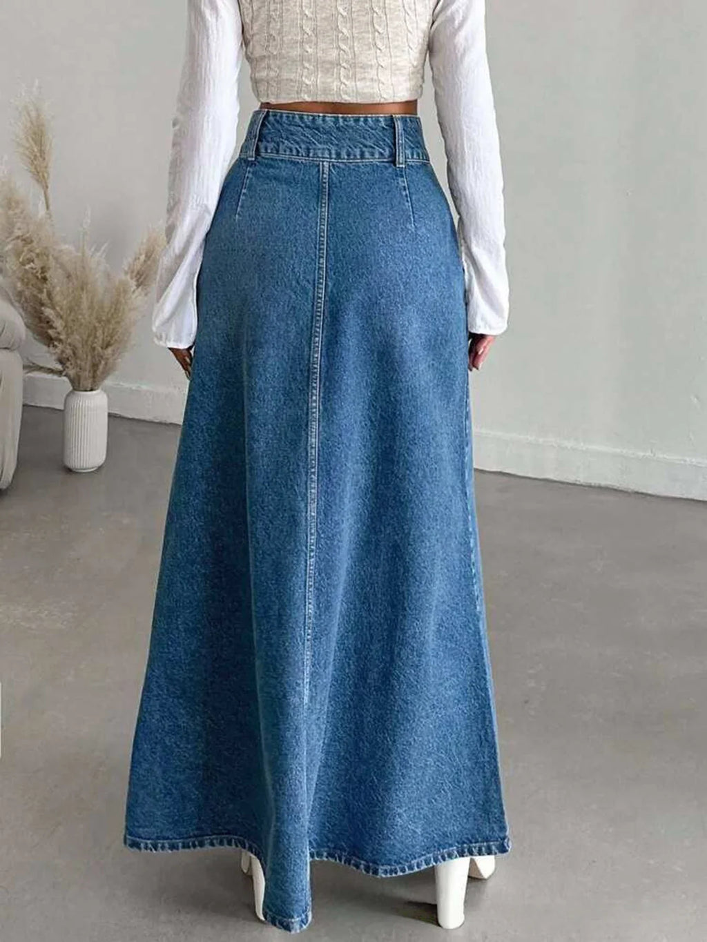 Falda midi vaquera larga