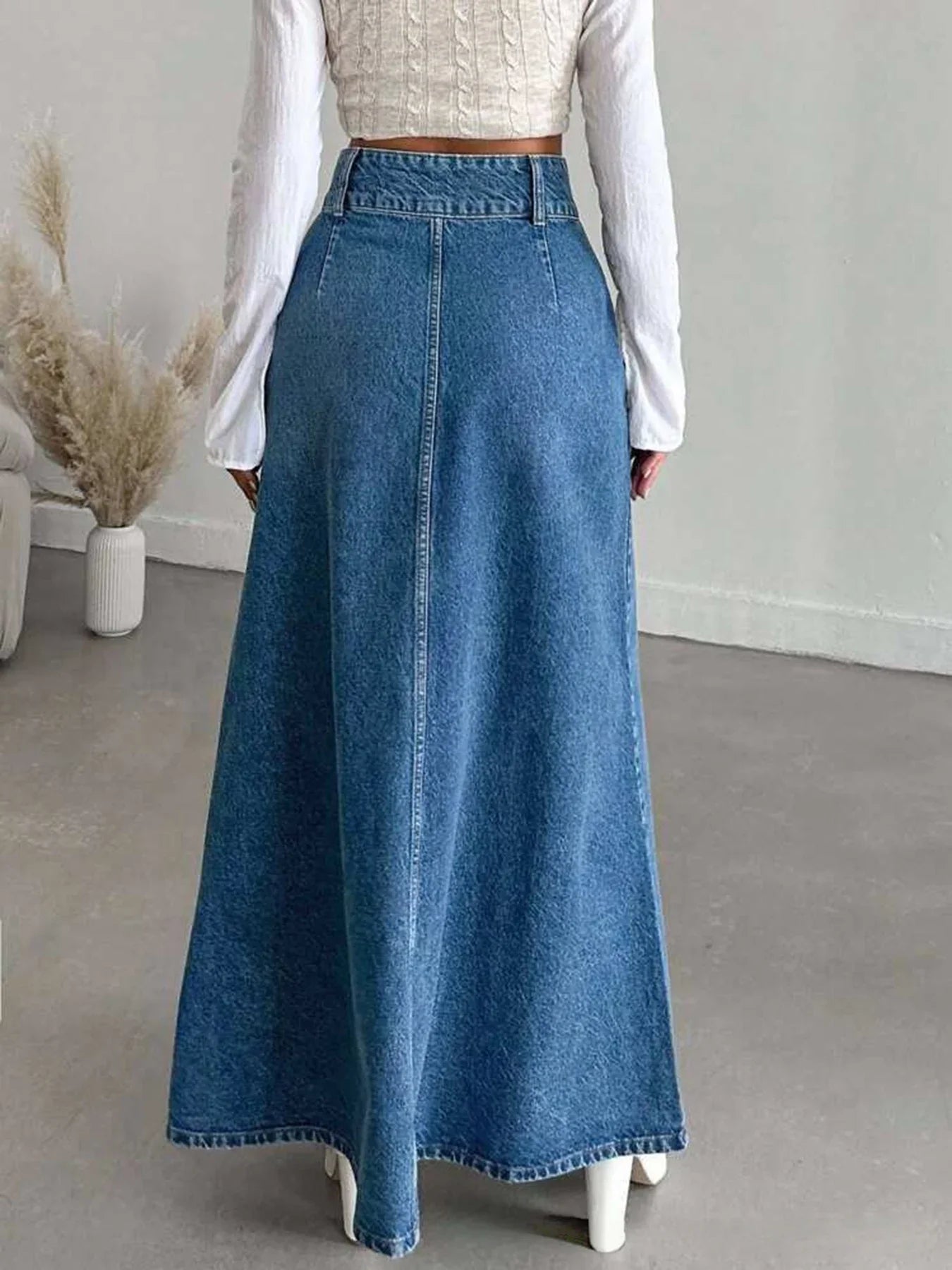 Falda midi vaquera larga