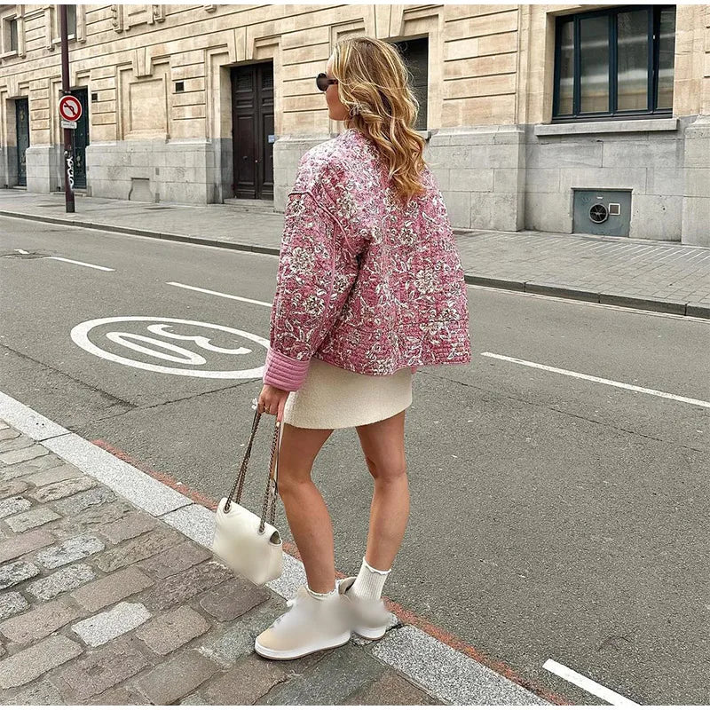 Chaqueta acolchada con estampado floral