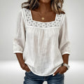Blusa de encaje con cuello cuadrado, suavidad y feminidad